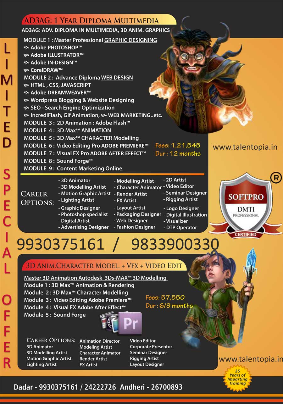 Best 1 Year Animation Multimedia Course For Students Professionals